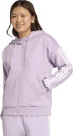Bluzy damskie - Bluza damska adidas Essentials 3-Stripes Full-Zip Fleece Hoodie fioletowa JY3080 L - miniaturka - grafika 1