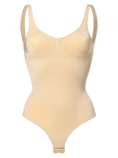 MAGIC Bodyfashion Damskie body z głębokim wycięciem z tyłu Kobiety beżowy jednolity, S - Body - miniaturka - grafika 1