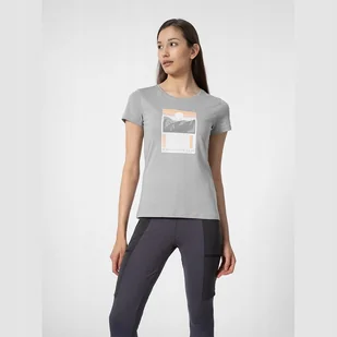 T-Shirt 4F 4FSS23TFTSF274 27S szary XS - Koszulki i topy damskie - miniaturka - grafika 1
