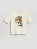 Koszulki dla chłopców - Reserved - Bawełniany t-shirt z nadrukiem - biały - miniaturka - grafika 1