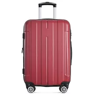 Walizki - Merax Zestaw walizek podróżnych, walizka na kółkach z zamkiem TSA i uniwersalnym kołem, możliwość rozszerzenia, Carry-On, walizka na kółkach z uchwytem teleskopowym, czerwony, L, Twarda walizka - miniaturka - grafika 1