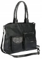 Torebki damskie - Torebka Damska Shopper duża pojemna A4 Listonoszka na Ramię MC375 Czarna - miniaturka - grafika 1