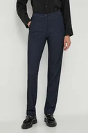Spodnie damskie - Emporio Armani spodnie z domieszką wełny kolor granatowy dopasowane high waist - miniaturka - grafika 1