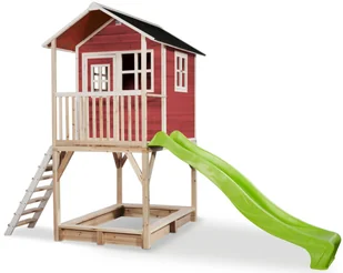 Exit Domek drewniany dla dzieci ze zjeżdżalnią Loft 700 - czerwony - Place zabaw - miniaturka - grafika 1
