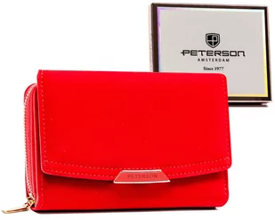 Elegancki portfel damski ze skóry ekologicznej Peterson, czerwony - Portfele - miniaturka - grafika 1