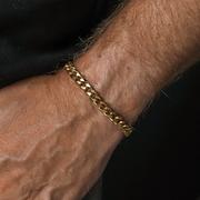 Bransolety męskie - Bransoleta męska złota splot pancerka gruba 22 cm 7 mm ze stali chirurgicznej - miniaturka - grafika 1