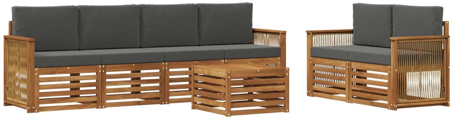 vidaXL Zestaw sof na zewnątrz z poduszką 7 pcs Naturalny i Antracytowy