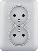 Gniazdka elektryczne - Hager Gniazdo z/u podwójne monoblok LUMINA - srebrny mat - miniaturka - grafika 1