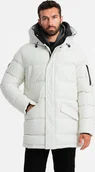 Kurtki męskie - Kurtka męska Ombre Męska długa kurtka parka ze strukturalnej tkaniny biała V1 OM-JALJ-0201 XXL - miniaturka - grafika 1
