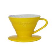 Zaparzacze i kawiarki - TIAMO Ceramiczny drip Tiamo z uchem V01 Żółty 4715660755431Y - miniaturka - grafika 1