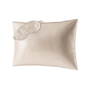 Ailoria, Zestaw Beauty Sleep maska na sen + poszewka na poduszkę 50x70 cm, beżowa - Pościel - miniaturka - grafika 1