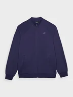 Bluzy sportowe męskie - Męska bluza dresowa rozpinana bez kaptura 4F 4FWMM00TSWSM1463 - granatowa - miniaturka - grafika 1