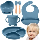 Zestawy naczyń dla dzieci - NACZYNIA SILIKONOWE ZESTAW DO KARMIENIA DLA DZIECI NIEMOWLĄT KOMPLET 7 ELEMENTÓW TAB-SET3 - miniaturka - grafika 1
