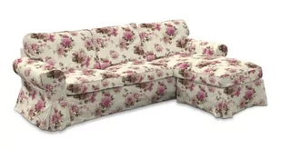 Dekoria Pokrowiec na sofę Ektorp 2-osobową i leżankę różowo-beżowe róże na kremowym tle 252 x 163 x 88 cm Mirella 1014-141-07 - Meble modułowe i akcesoria - miniaturka - grafika 1