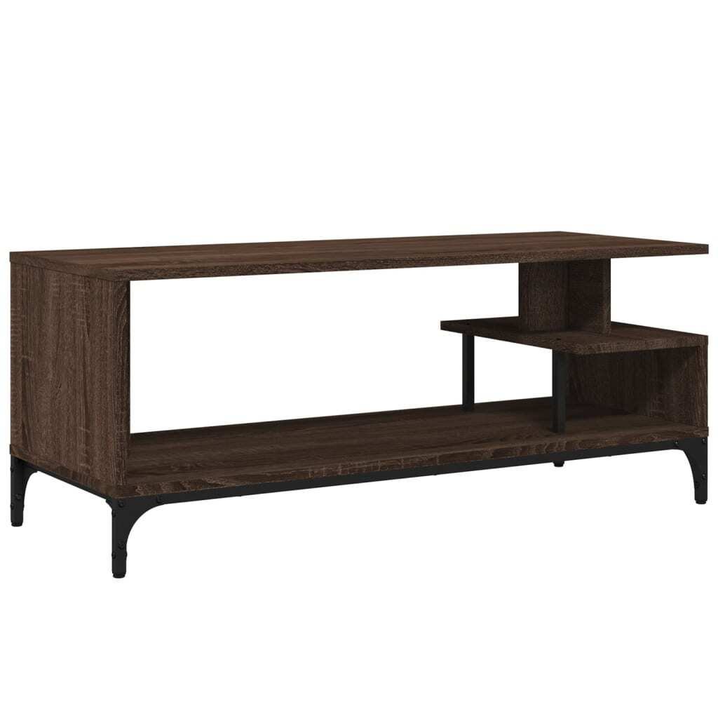 vidaXL Szafka pod TV brązowa dąb 102x40x41 cm materiał drewnopochodny stal