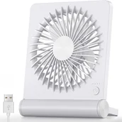 Wentylatory - Wentylator stołowy, mały wentylator USB, mocny i cichy, 3 regulowane prędkości, biały - miniaturka - grafika 1