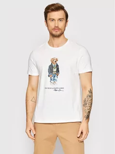 Koszulki męskie - Ralph Lauren Polo T-Shirt 710853310008 Biały Custom Slim Fit - grafika 1