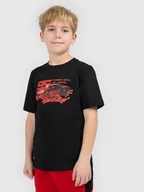 Koszulki dla chłopców - 4F T-shirt regular z nadrukiem chłopięcy - czarny 164 (13-14 lat) - miniaturka - grafika 1