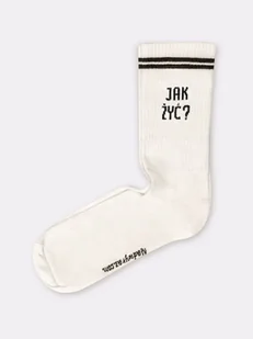 JAK ŻYĆ? / skarpety / ecru - Skarpetki męskie - miniaturka - grafika 1