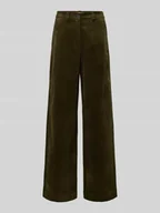 Spodnie damskie - Spodnie sztruksowe z szeroką nogawką z czystej bawełny - miniaturka - grafika 1