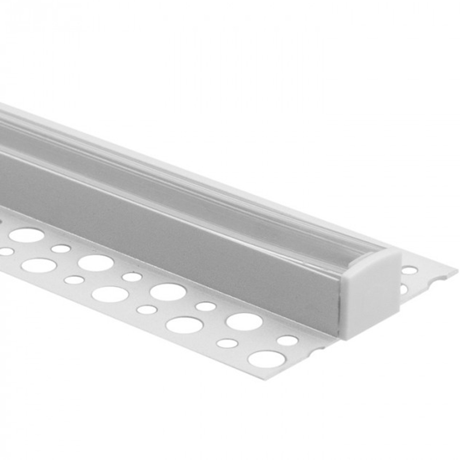 Profil Aluminiowy Natynkowy Bia³y do LED do P³yt KARTON / GIPS 2m z Przezroczystym Kloszem i Zaœlepkami Ecolight