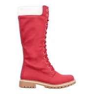 Kozaki damskie - Seastar Ciepłe Sznurowane Kozaki czerwone - ButyModne - miniaturka - grafika 1