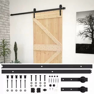 Drzwi przesuwne z osprzętem, 100x210 cm, lite drewno sosnowe | 3057504 VIDAXL - Drzwi wewnętrzne - miniaturka - grafika 3