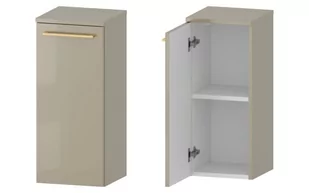 Słupek Łazienkowy RON 30 cm DD Lewy - Cappuccino Wysoki Połysk - Uchwyty Złote Szczotkowane - Szafki łazienkowe - miniaturka - grafika 1