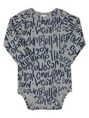 Body dla niemowląt - Niemowlęce body krótki rękaw napisy szare Up Baby r.80 - miniaturka - grafika 1