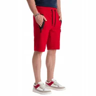 Spodenki męskie - Krótkie spodenki męskie dresowe czerwone V2 W239 L - miniaturka - grafika 1