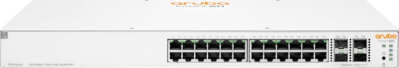 Aruba Aruba Instant On 1930 24G Class4 PoE 4SFP/SFP+ 370W Zarządzany L2+ Gigabit Ethernet 10/100/1000 Obsługa PoE 1U Biały JL684B