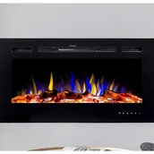 Kominki elektryczne - VENTE-UNIQUE Kominek elektryczny ścienny CALBUCO - szer. 101,6 x gł. 14 x wys. 54,4 cm - czarny - miniaturka - grafika 1