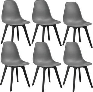 [en.casa] 6x Design Chair 83 x 54 x 48cm Szaro-czarne krzesło do jadalni Plastikowe krzesła w stylu skandynawskim z ochraniaczem na podłogę - Krzesła - miniaturka - grafika 1