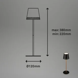 Briloner Lampa stołowa LED Kiki z akumulatorem 3000K czarny/złoty - Lampy stojące - miniaturka - grafika 1