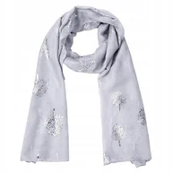 Apaszki i szaliki damskie - SZALIK DAMSKI SREBRNY FOLIOWY NADRUK BAWEŁNIANY DŁUGI MIĘKKI UNIWERSALNY - miniaturka - grafika 1