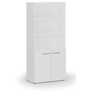 Szafa biurowa kombinowana PRIMO WHITE, drzwi na 2 poziomach, 1781 x 800 x 420 mm, biały - Szafy biurowe - miniaturka - grafika 1