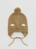 Czapki damskie - Reserved - Czapka z pomponem - beżowy - miniaturka - grafika 1