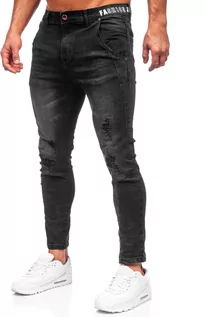 Spodnie męskie - Czarne spodnie jeansowe męskie Denley TF104 - grafika 1