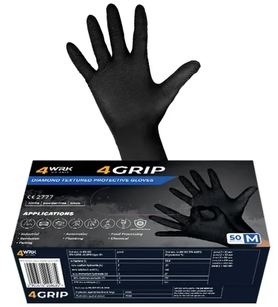 Rękawice nitrylowe 4WRK 4GRIP BLACK r. 11 - XXL 50 szt.