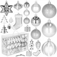 Bombki - Bombki choinkowe 77 szt. ozdoby świąteczne srebrny CA0159 - miniaturka - grafika 1