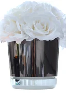 Donice - 16 cm Doniczka DUO dwukolorowa CZARNA z podstawką KRAINA LODU * nowoczesna * styl glamour * efekt lustra black * wysoki lustrzany połysk metaliczna .. - miniaturka - grafika 1