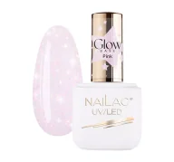Lakiery hybrydowe - NAILAC GLOW BASE BAZA KAUCZUKOWA PINK 7ML - miniaturka - grafika 1
