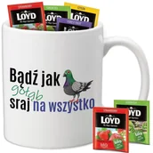 Kubki - Kubek Biały BĄDŹ JAK GOŁĄB + 8 Herbat Loyd Śmieszne Mix Wzorów - miniaturka - grafika 1