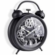 Zegary - Zegar ścienny budzik czarny srebrny 30x38 cm kod: O-569609 - miniaturka - grafika 1