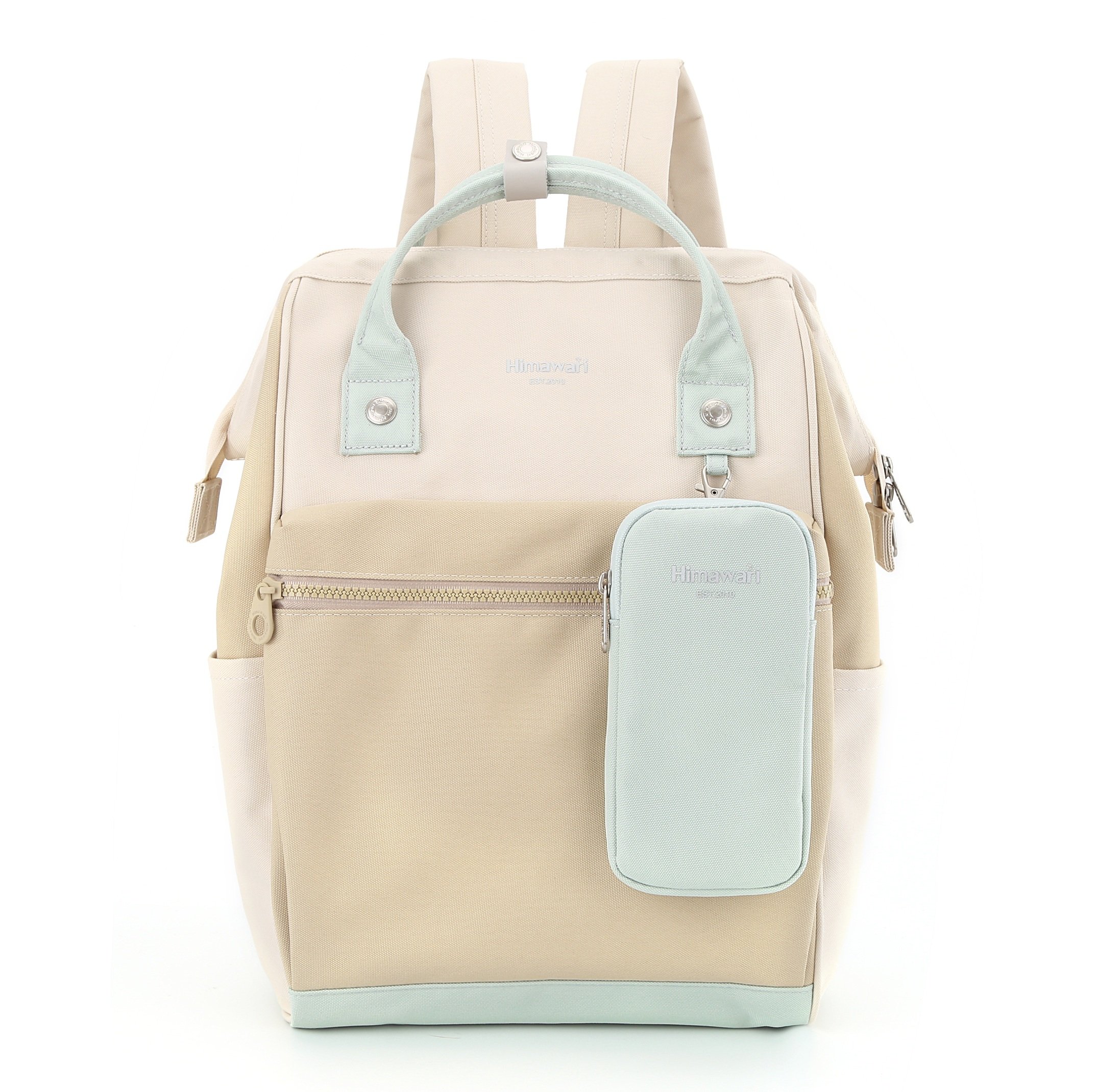 Beżowo-miętowy, wszechstronny plecak mieszczący format A4 - Himawari