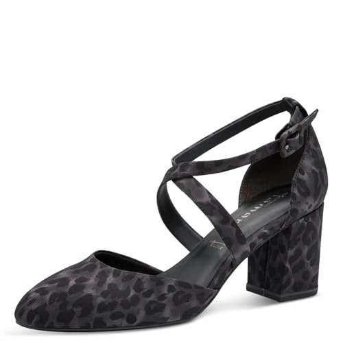 Tamaris Damskie czółenka z paskiem 1-24414-41, Szary leopard, 39 EU