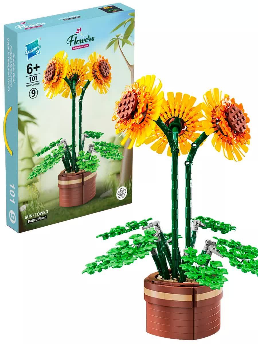 KLOCKI FLOWERS – SŁONECZNIK W DONICZCE - 731 ELEMENT