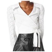 Bluzki damskie - Bluzka damska Guess Sandra kopertowa bawełniana-XS - miniaturka - grafika 1