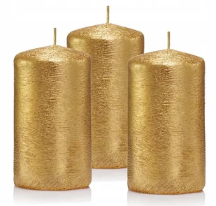Świeczki ozdobne zestaw 3 świec walec 10/6 złoty - Świece - miniaturka - grafika 1