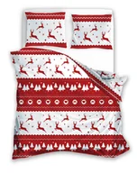 Pościel - Pościel świąteczna 220x200 Scandic czerwona biała dwustronna Faro - miniaturka - grafika 1
